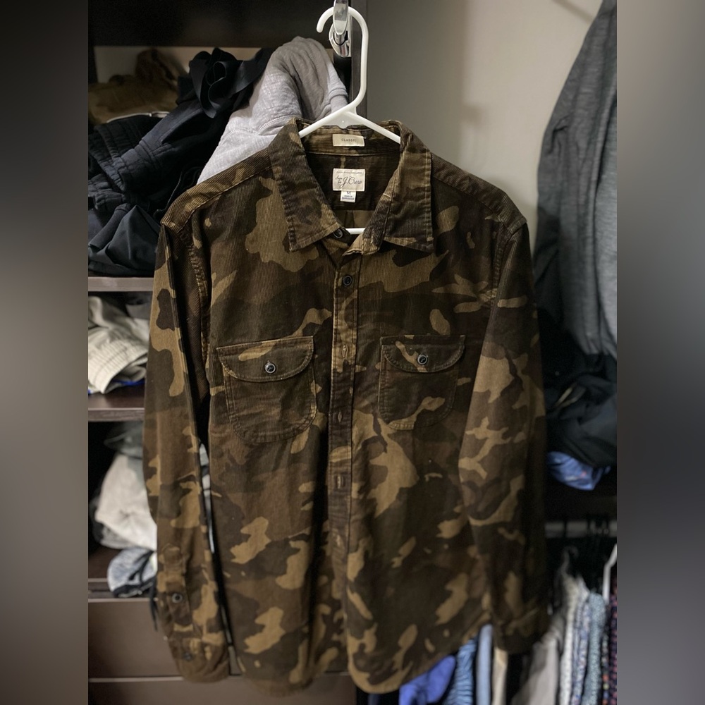 J.Crew Garment Dyed Camouflage Corduroy Workshirt